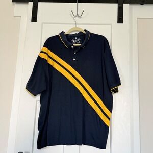Liberty Blues 3XL Navy Yellow Stripe Polo Shirt Big Tall Cotton Short Sleeve